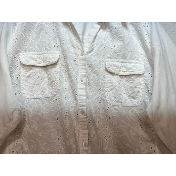 Croft & Borrow Women's Embroidered Button Down Shirt Long Sleeve Size XXL White - Picture 6 of 11